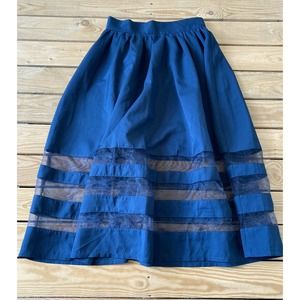 MDS Sheer Accent Midi Flare Skirt Size Medium